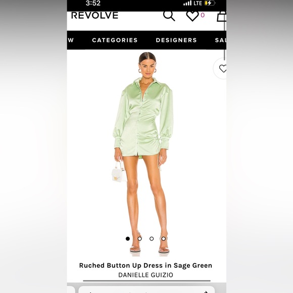 Danielle Guizio Ruched Shirt Dress in green (S) - Picture 7 of 7